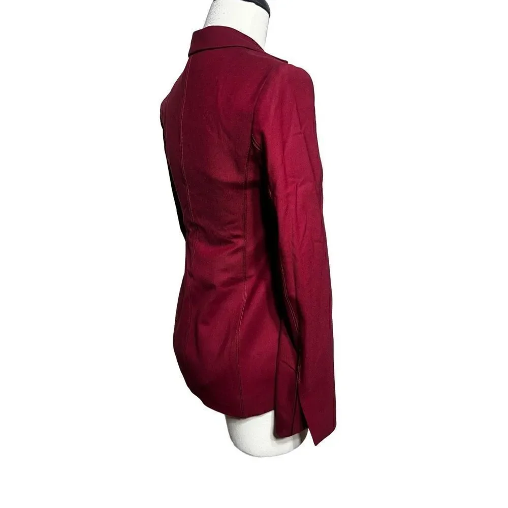 MM Lafleur Burnt Red Tailored Wool Blazer Suit Jacket Size 0 Petite